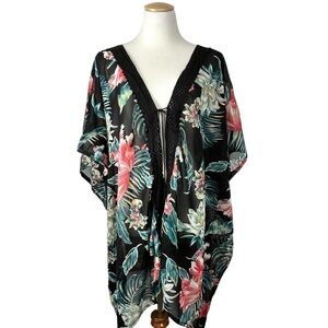 Royal Paisley Tropical Floral Kimono Swimsuit Cover-up Size OSFM